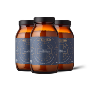 Three jars of Ancient + Brave 'True Hydration' on a white background